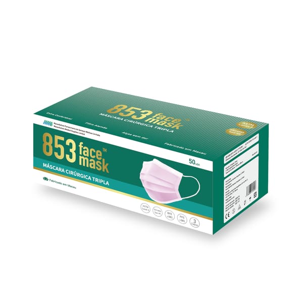 853 Face Mask™ ASTM Level 3 口罩非獨立包裝(柔粉色)盒裝50片